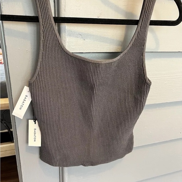 Aritzia Babaton Women's Sculpt Knit Square Neck Cropped Ribbed Tank Top Size S - Picture 1 of 7